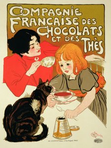 フランスのチョコレートと紅茶の会社を宣伝するポスター